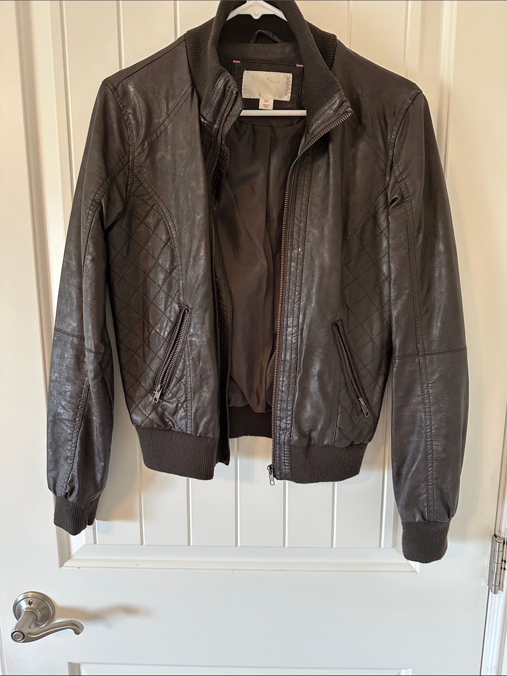 Xhilaration Dark Brown Quilted Bomber Jacket